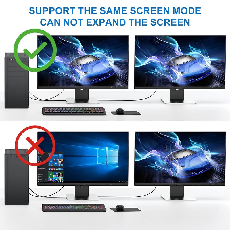 UKYEE VGA Splitter Cable Dual VGA Monitor Y Cable 1 Male to 2 Female Adapter Converter Video Cable for Screen Duplication - Does NOT Show Separate Displays (No Screen Extension) - Image 4